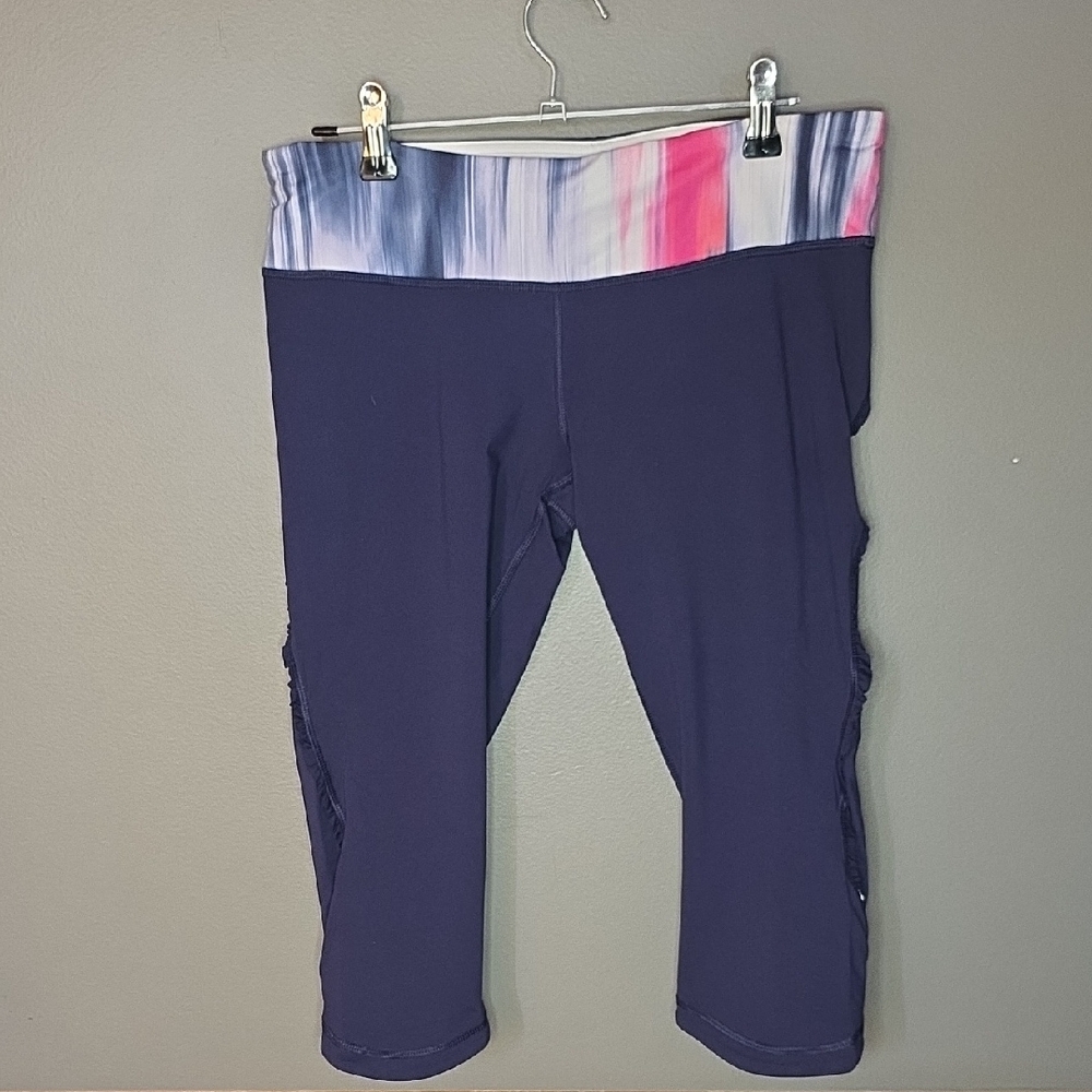 Lululemon Athletica Navy Leggings with Multicolor Waistband